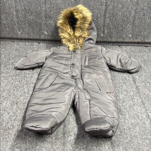 Rothschild Gray Infant Snowsuit with Faux Fur Hood